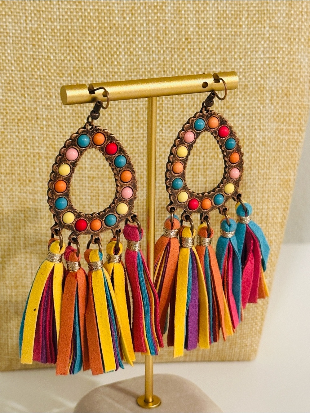 Boho Multicolor Tassel Drop Earrings